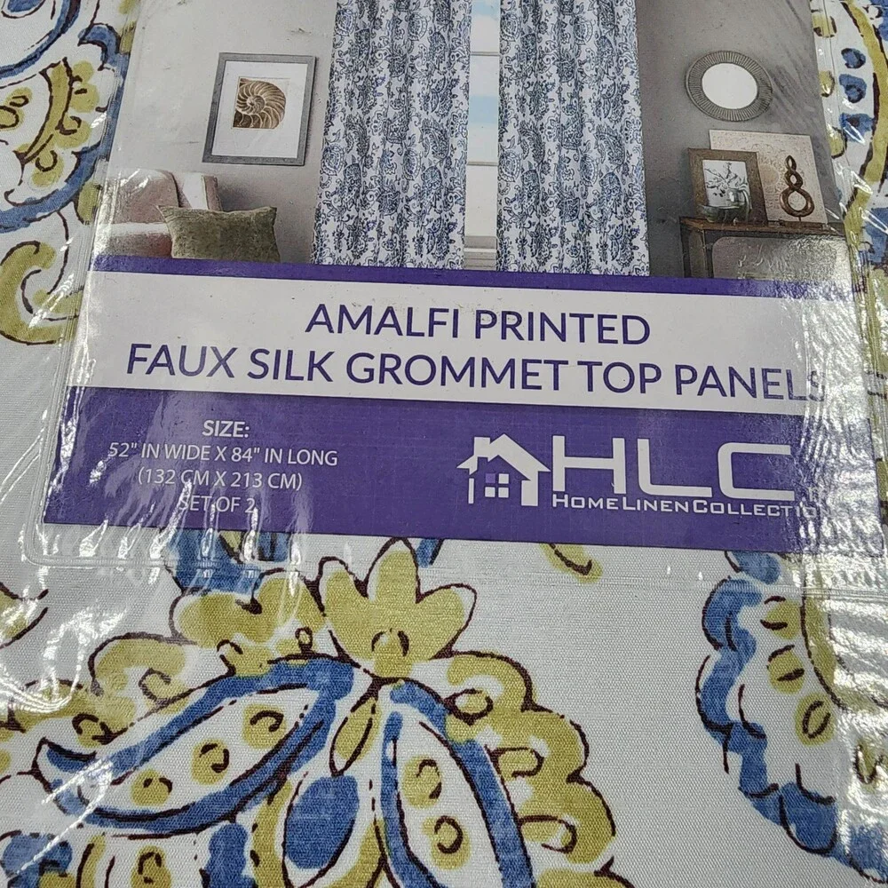 HLC.me Amalfi Paisley Faux Silk 100% Blackout Room Bedroom Panels - Set of 2